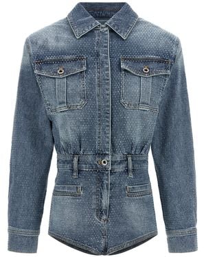 Self-Portrait Long-Sleeved Bodysuit - Blue