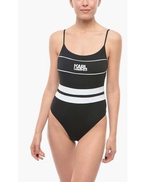 KARL LAGERFELD Logo-Print Swimsuit - Black