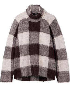 Proenza Schouler Kai Checked Brushed Knitted Turtleneck Jumper - Brown