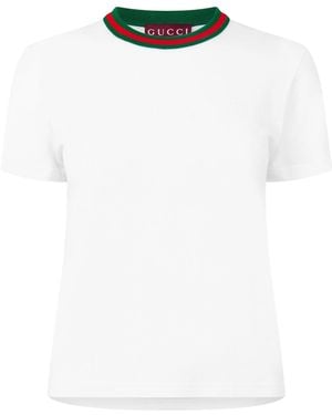 Gucci Crew Neck Short Sleeve Knit Top - White