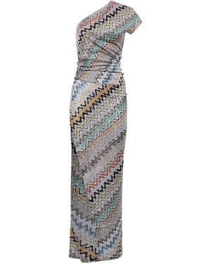 Missoni Zigzag-Printed One-Shoulder Dress - White