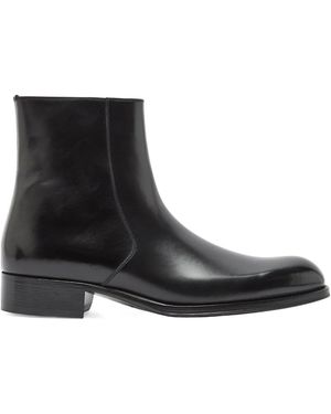Tom Ford Leather Ankle Boots - Black