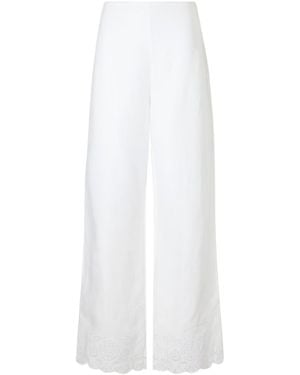 STAUD Oscar Embroidered Straight Leg Pants - White