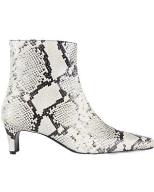 STAUD Embossed Pointed Toe Boots - White