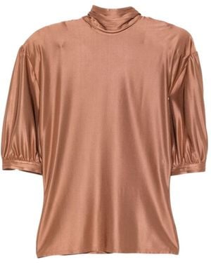 Rabanne Rabanne High-Neck Blouse - Brown