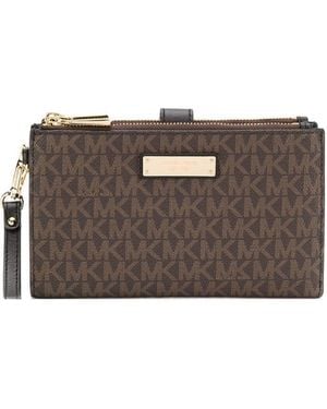 Michael Kors Adele Monogram Clutch Bag - Brown