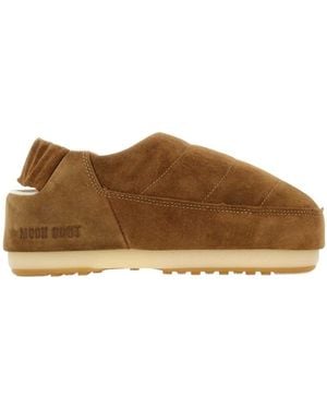 Moon Boot Logo Detailed Slip-On Slippers - Brown