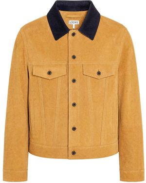 Loewe Corduroy-Collar Suede Jacket - Orange