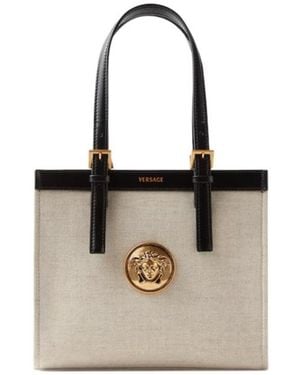 Versace Rivière Mini Canvas Tote - Natural