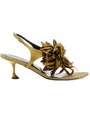 Proenza Schouler Tee Floral-Appliqué Sandals - Metallic