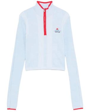 CASABLANCA Ribbed Zip-Up Sweatshirt - Blue