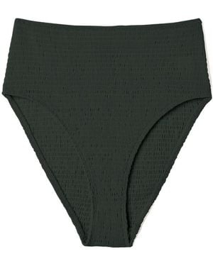 TOTEME Smocked High-Waist Bikini Bottoms - Green