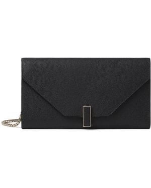 Valextra Foldover-Top Chain-Linked Wallet - Black