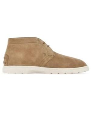 Tod's Desert Button Fastening Suede Boots - Natural