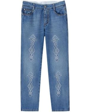 Ermanno Scervino Rhinestone-Embellished Jeans - Blue