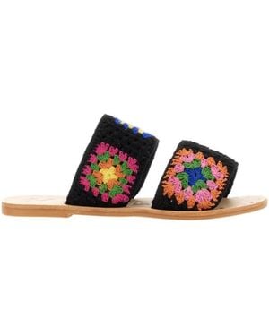 Manebí Manebí Yucatán Crochet Two Bands Sandals - Blue