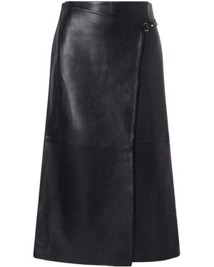 St. Agni Leather Midi Wrap Skirt - Black