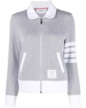 Thom Browne Zip-Fastening Seersucker Jacket - Blue