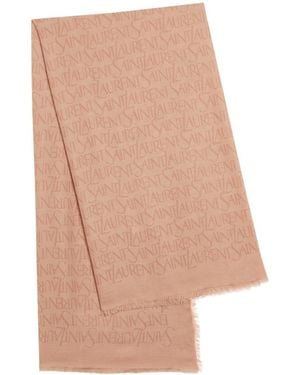 Saint Laurent Logo-Monogrammed Modal-Blend Scarf - White