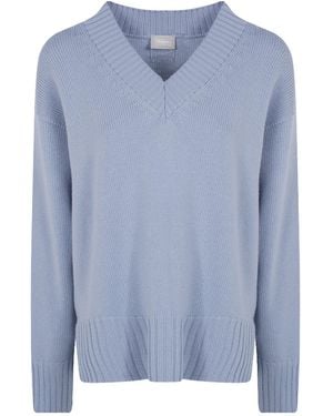 Drumohr Oversized V Neck Sweater - Blue