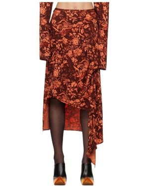 Jade Cropper Asymmetric Midi Skirt - Red