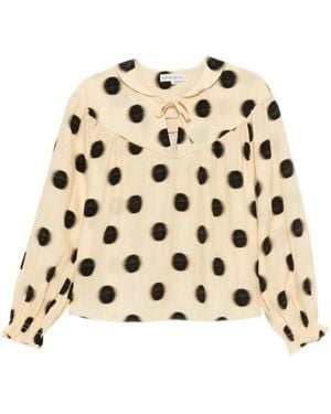 Stine Goya Long-Sleeved Polka Dot Top - Natural