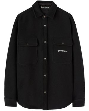 Palm Angels Logo-Embroidered Twill Overshirt - Black