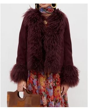 RIXO London Sammy Shearling Jacket - Red