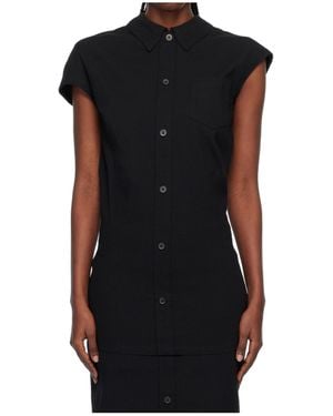 Issey Miyake Button-Fastening Short-Sleeve Top - Black