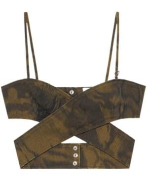 Blumarine Printed Cross Top - Brown