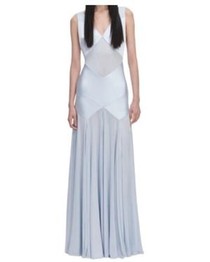 Self-Portrait V-Neck Satin Jersey Maxi Dress - Blue
