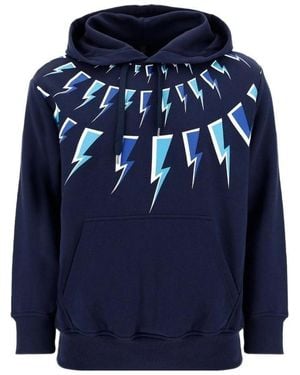 Neil Barrett Lightning Printed Hoodie - Blue