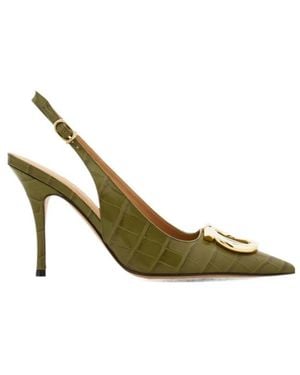 Ferragamo Pointed-Toe High-Heeled Sandals - Green