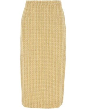 Alessandra Rich Sequin Tweed Midi Skirt - Natural