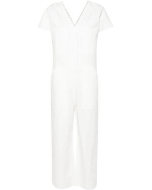 A.P.C. Short-Sleeve V-Neck Jumpsuit - White
