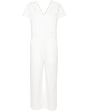 A.P.C. Short-Sleeve V-Neck Jumpsuit - White