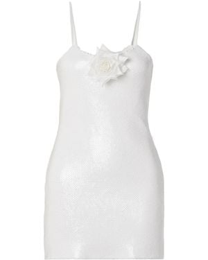 Rodarte Embellished Silk-Trimmed Sequined Tulle Mini Dress - White