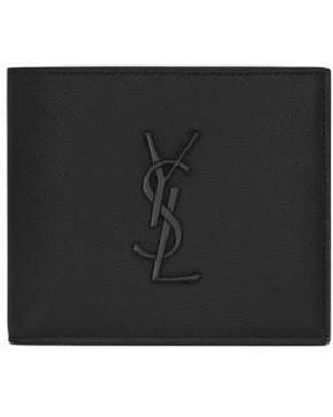 Saint Laurent Monogram Plaque Bi-Fold Wallet - White