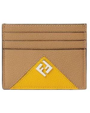 Fendi Logo-Plaque Leather Card Holder - Natural
