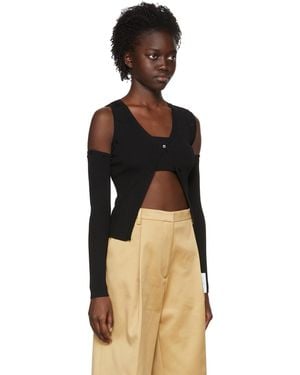 ROKH Cut-Out Knitted Cardigan - Black