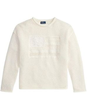 Polo Ralph Lauren Flag Intarsia Knitted Jumper - White