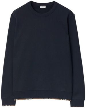 Burberry Check Trim Cotton Sweatshirt - Blue