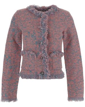 Rabanne Fringed Trim Cardigan - Purple