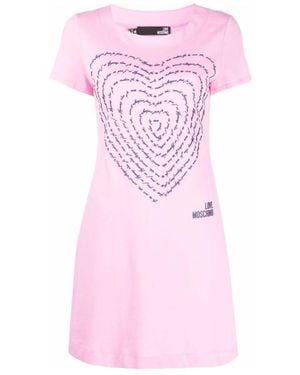 Moschino 3D-Heart Jersey T-Shirt Dress - Pink