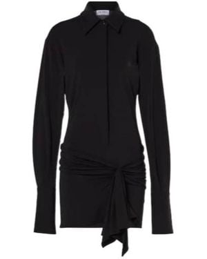 The Attico Cutout Draped Jersey Shirt Dress - Black
