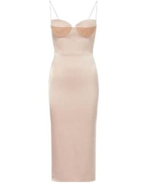 Alex Perry Sweetheart Satin Crepe Midi Dress - White