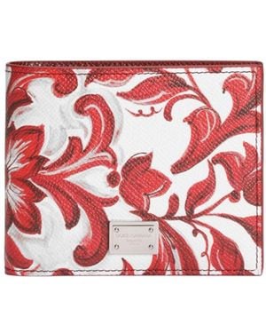Dolce & Gabbana Majolica Print Bifold Wallet - Red
