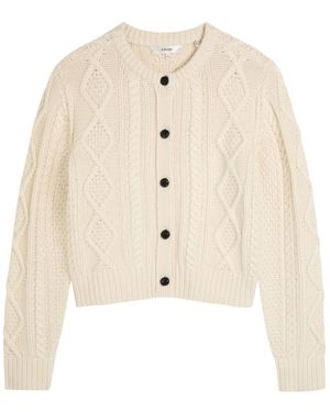 FRAME Cable-Knit Button Cardigan - Natural