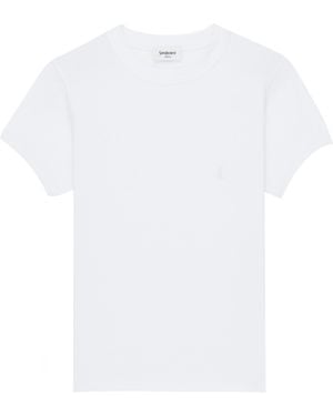 Saint Laurent Cassandre Crewneck T-Shirt - White
