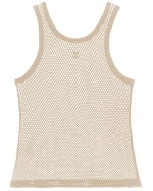Courreges Logo-Patch Mesh Top - Natural